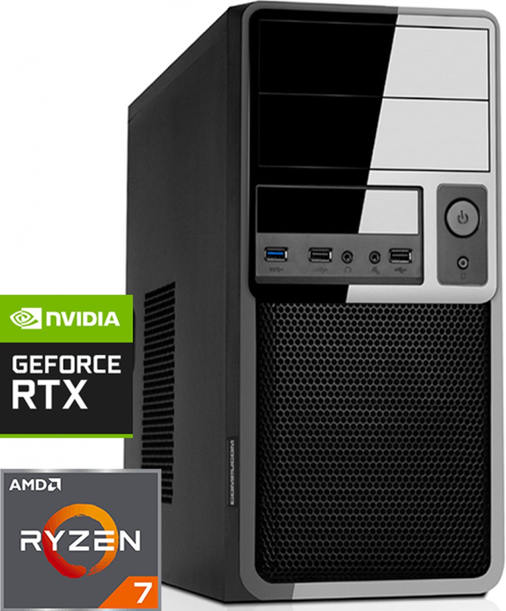 AMD Desktop PC met Ryzen 7 - RTX 3050 - 32GB RAM - 1000GB NVMe M.2 SSD - WiFi - Bluetooth - Windows 11 Pro (DT-371974) (8719925371974)