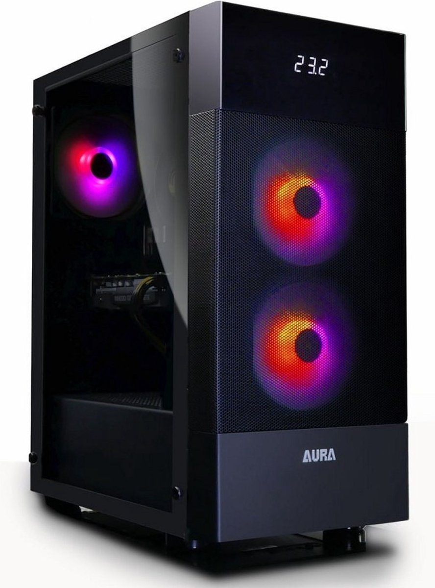 AMD Ryzen 7 5700G 8-Core RGB Game Computer met Temperatuur Display / Gaming PC met Upgrade mogelijkheid (650W BRONZE Power supply) - 16GB RAM (2x8GB) - 1TB SSD - Windows 11 - Gamdias Aura GC5 (8720937104306)