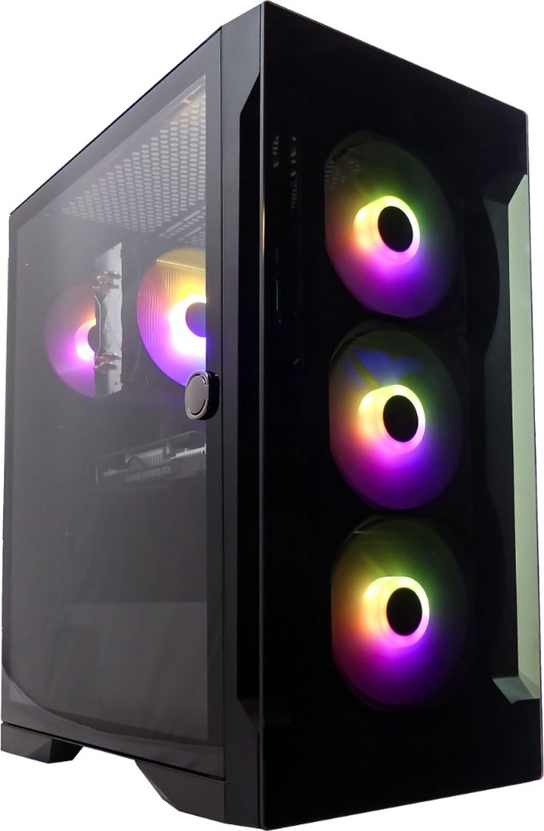 AMD Ryzen 7 8-Core RGB ELITE Game PC met RGB Tower-Cooler (hierdoor tot 25% meer CPU-prestatie), Magneet Deur en Energie Besparende 650W BRONZE Voeding - RTX 4060 8GB - 32GB RAM (Dual Channel) - 1TB M2.0 SSD - USB 300 Mbps WiFi, Gamdias Talos E2 (8720937100735)