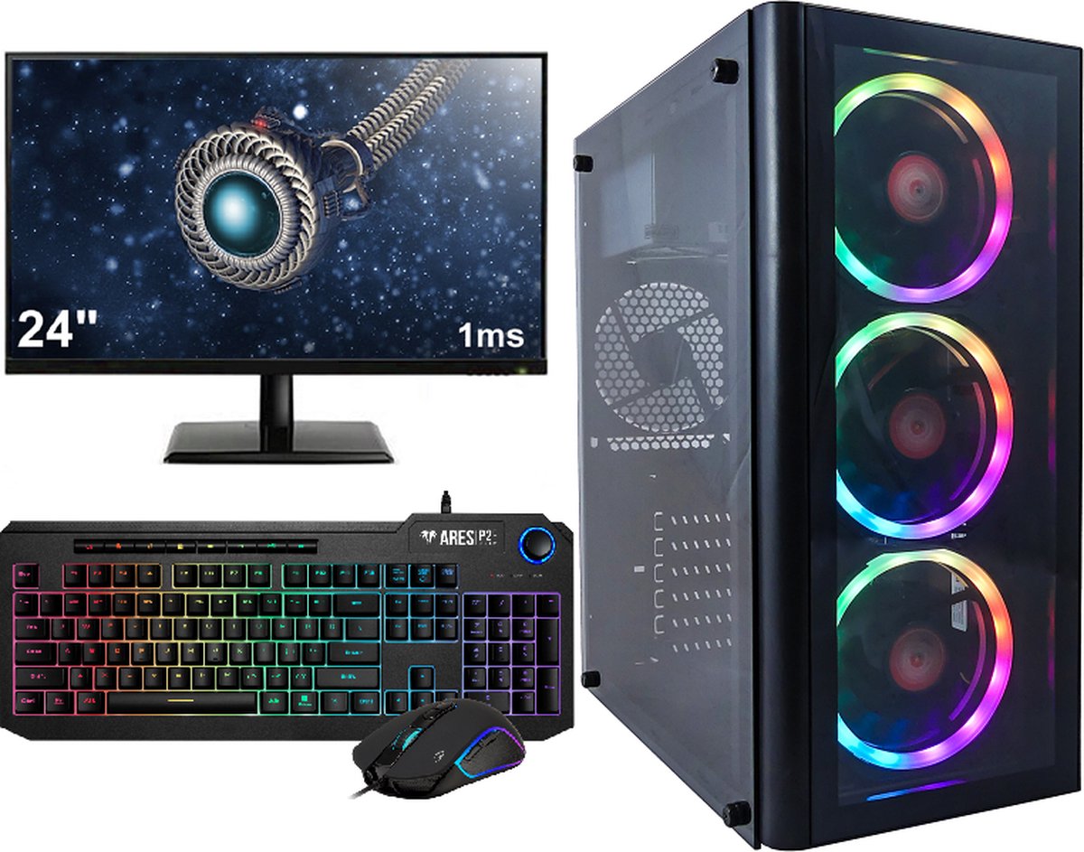 Complete Ryzen 5 Budget 6-Core Game PC Setup met 24