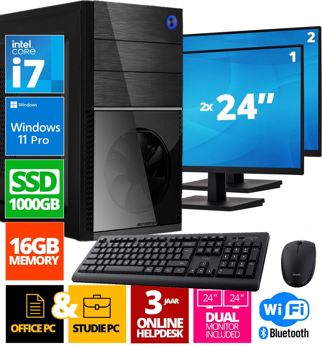 Intel Compleet PC + 2 x 24