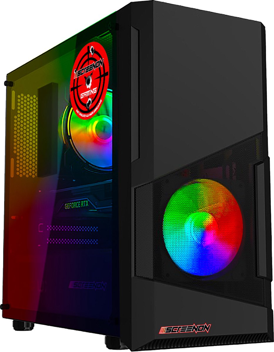 ScreenON - Game Computer / Gaming PC - Ryzen 5 - 1TB M.2 SSD - 16GB RAM - RX 580 - Game PC TX89413 - Windows 11 (8720994100327)