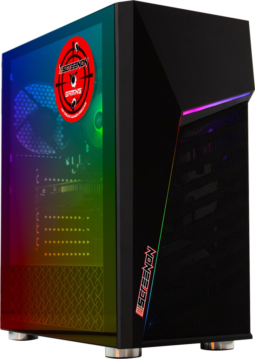 ScreenON - Game Computer / Gaming PC - Ryzen 5 - 1TB M.2 SSD - 16GB RAM - RX 580 - Game PC TX89426 - Windows 11 (8720994100457)