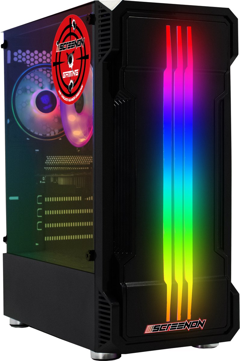 ScreenON - Game Computer / Gaming PC - Ryzen 5 - 500GB M.2 SSD - 16GB RAM - Intel Arc A380 - Game PC TX88542 - Windows 11 (8720994100679)