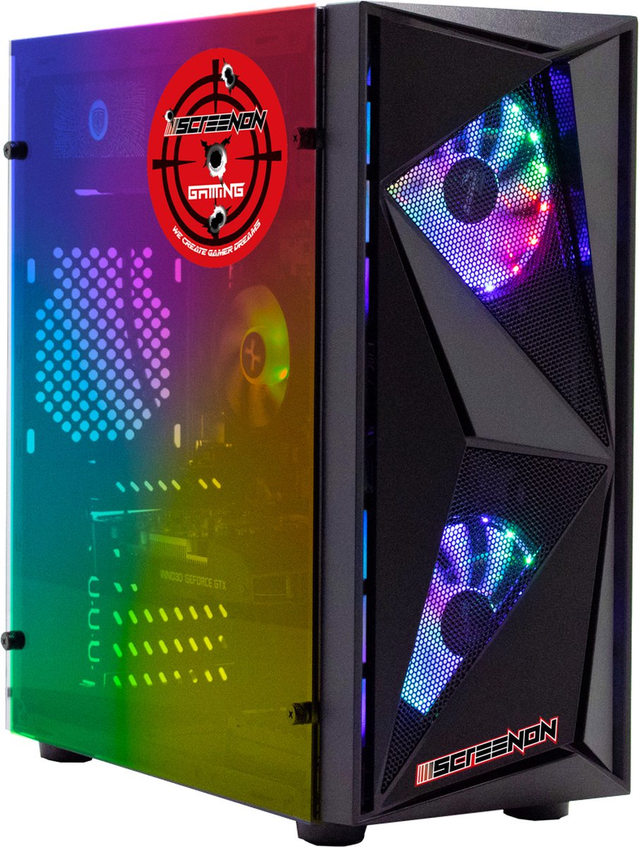 ScreenON - Game Computer / Gaming PC - Ryzen 5 - 500GB M.2 SSD - 16GB RAM - Intel Arc A380 - Game PC TX88546 - Windows 11 (8720994100716)