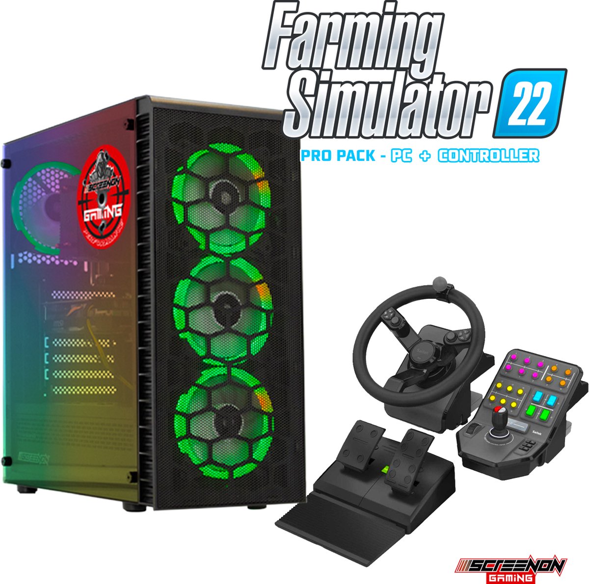 ScreenON - Game PC - Farming Simulator 22 - GamePC - COMB.V21FS22 - Ryzen 7 - 1TB M.2 NVMe SSD - RTX 3070 - Saitek Farm Sim System (8720663663276)
