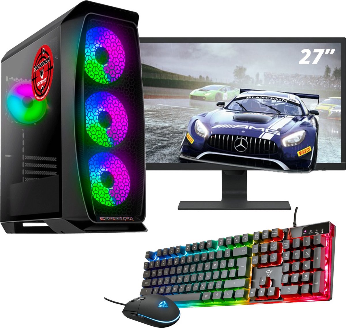 ScreenON - Gaming Set - Colour Maniac - V2 (GamePC + 27 Inch Monitor + Toetsenbord + Muis) (8720211989742)