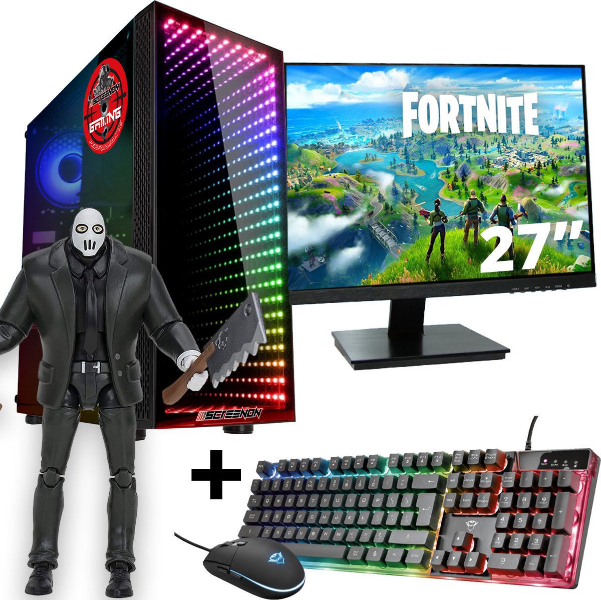 ScreenON - Gaming Set - Fortnite Brutus Hero - V2 (GamePC + 27 Inch Monitor + Toetsenbord + Muis) (8720211989872)