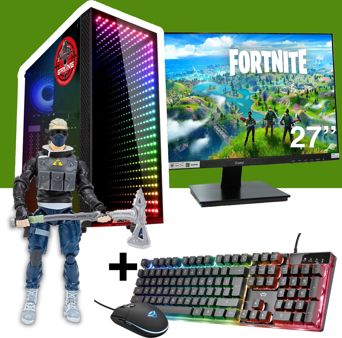 ScreenON - Gaming Set - Fortnite Verge Hero - V2 (GamePC + 27 Inch Monitor + Toetsenbord + Muis) (8720211989841)