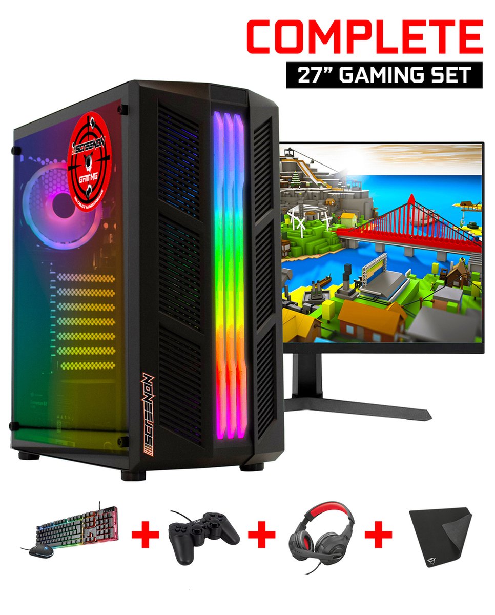 ScreenON - Gaming Set - P2 (GamePC + 27 Inch Monitor + Toetsenbord + Muis) (8720211989667)