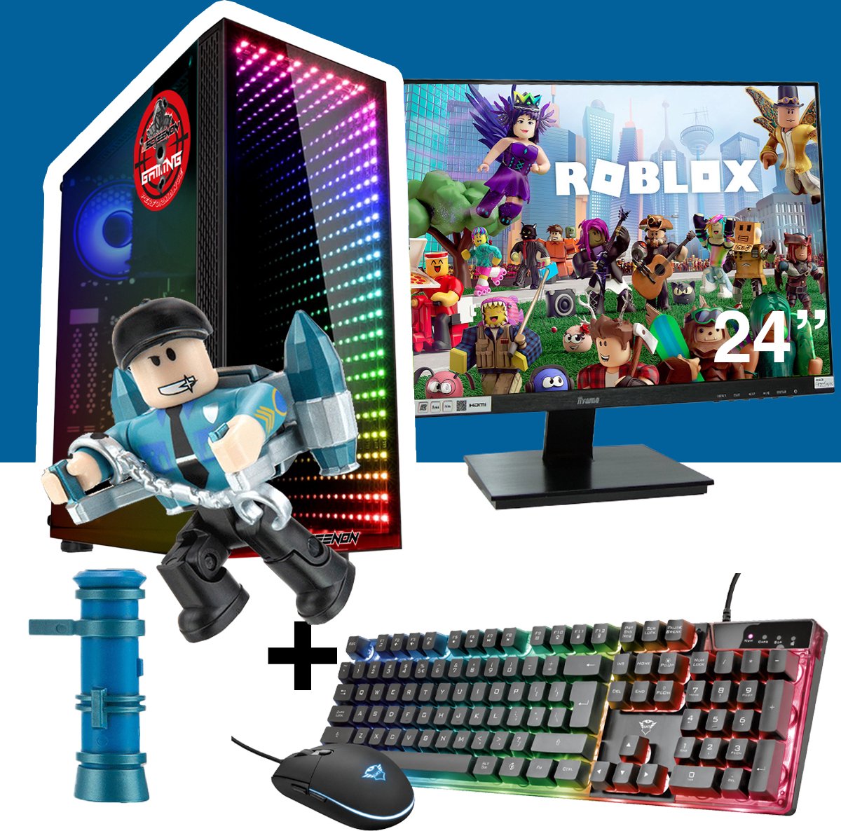 ScreenON - Gaming Set - Roblox Aerial Enforcer Hero - V1 (GamePC + 24 Inch Monitor + Toetsenbord + Muis) (8720211989940)