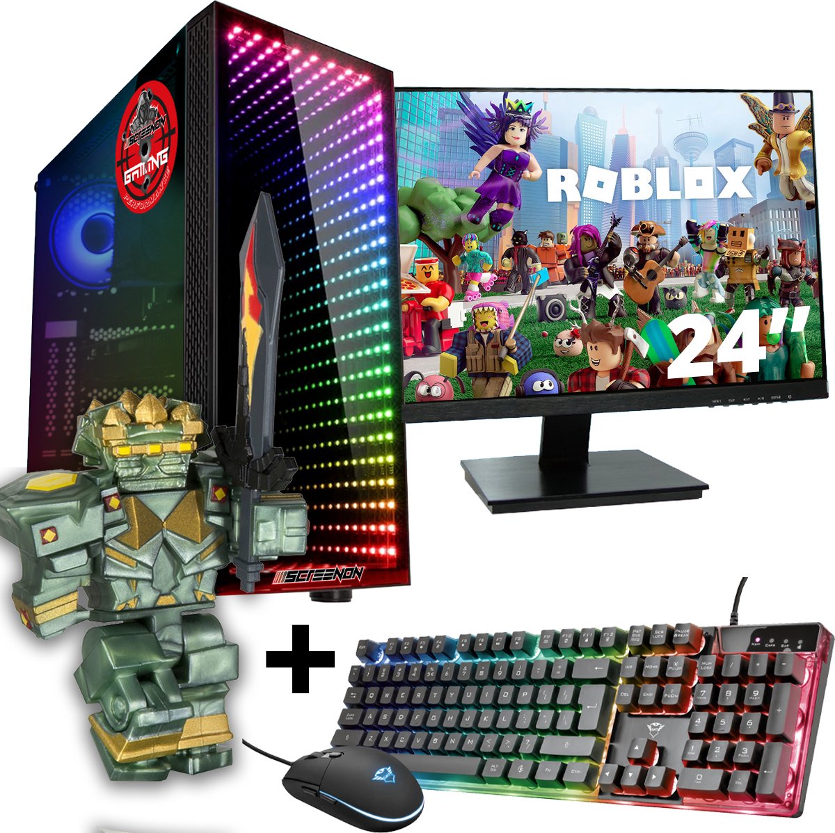 ScreenON - Gaming Set - Roblox Guardian Set Hero - V1 (GamePC + 24 Inch Monitor + Toetsenbord + Muis) (8720211989988)
