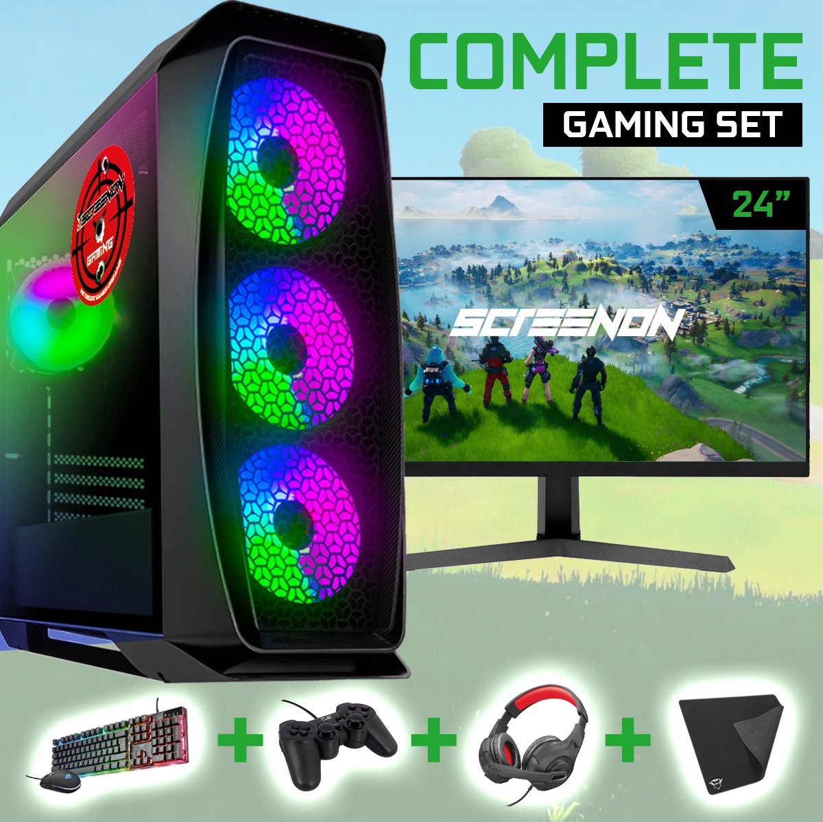 ScreenON - Gaming Set - X250126 - V1 (GamePC.X250126 + 24 Inch Monitor + Toetsenbord + Muis) (8720211984112)