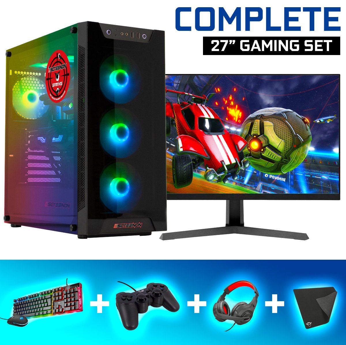 ScreenON - Gaming Set - X48187 - V2 (GamePC.X48187 + 27 Inch Monitor + Toetsenbord + Muis) (8720211983825)