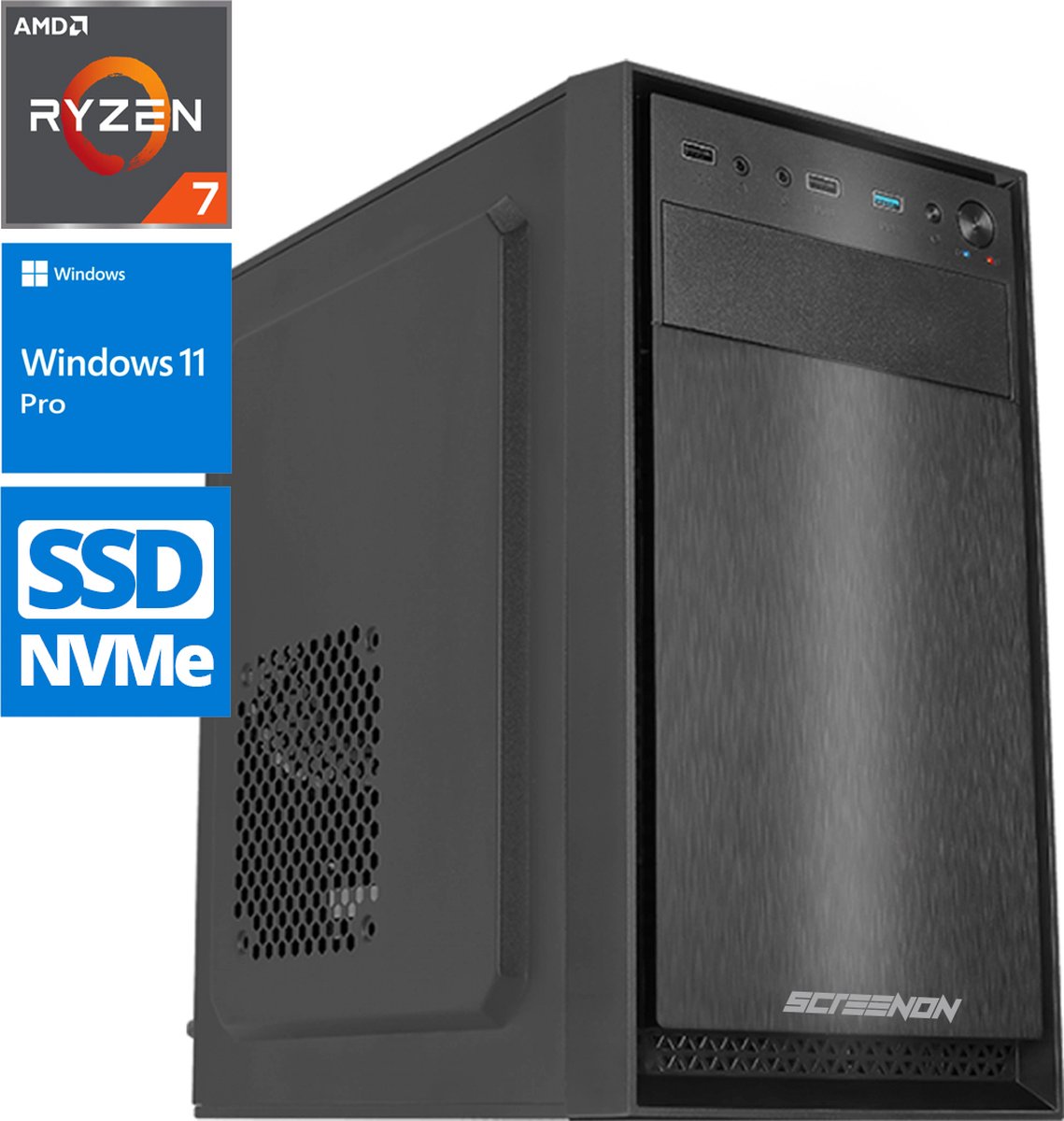 ScreenON - Ryzen 7 - 2TB NVMe SSD - 32GB RAM - GTX 1660 - OfficePC.ALR10370 + WiFi & Bluetooth (8720211980145)