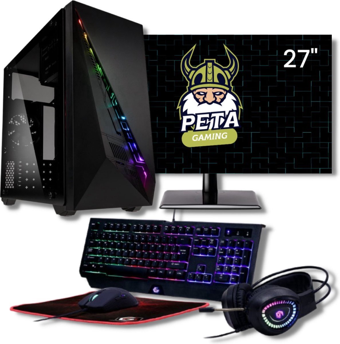 peta Gaming Set - Ryzen 5 5500GT - 16GB DDR4 - 1.0TB SSD - Nvidia GeForce RTX4060Ti 8GB (GamePC + 27