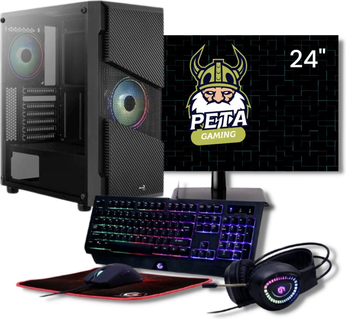 peta Gaming Set - Ryzen 5 5600G - 16GB DDR4 - 1.0TB SSD - Nvidia GeForce RTX4060Ti 8GB (GamePC + 24