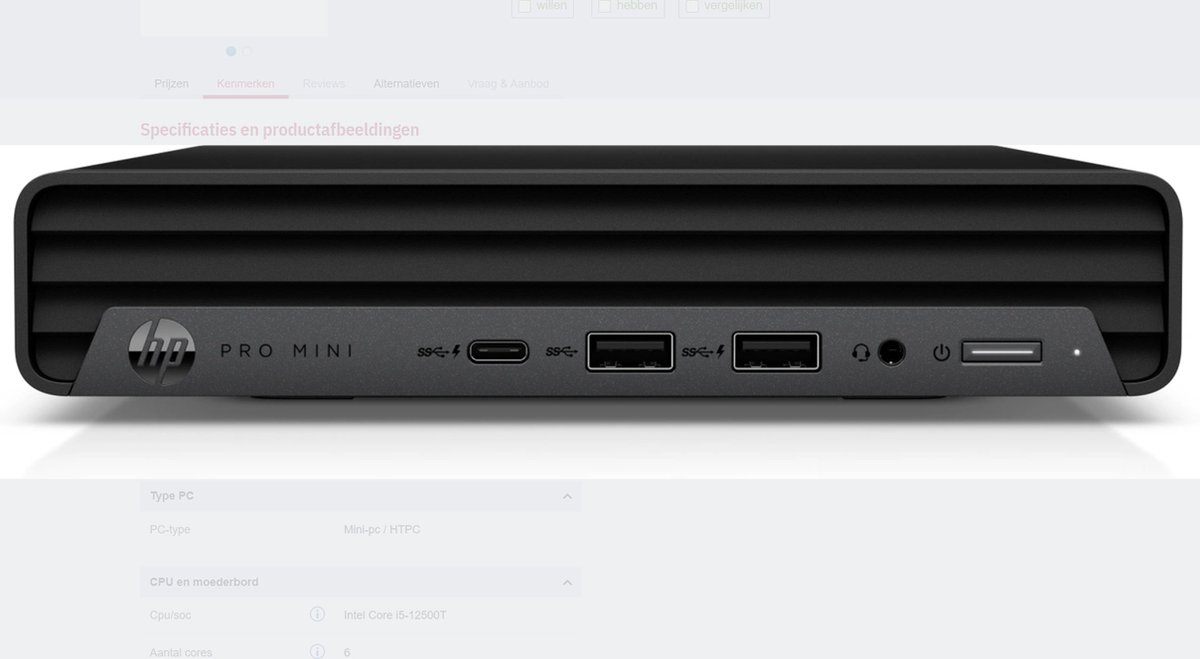 HP Pro Mini 400 G9 - i5-13500T - 16GB - 512GB SSD - Wifi/BT- W11P NL - QWERTY US/int toetsenbord (0198415125330)