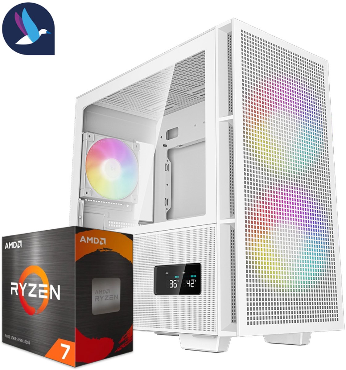 DeepCool VII ARGB Gaming PC | AMD Ryzen 7 - 5700G | 16 GB DDR4 | 512 GB SSD - NVME | Windows 11 Pro (8721161189626)