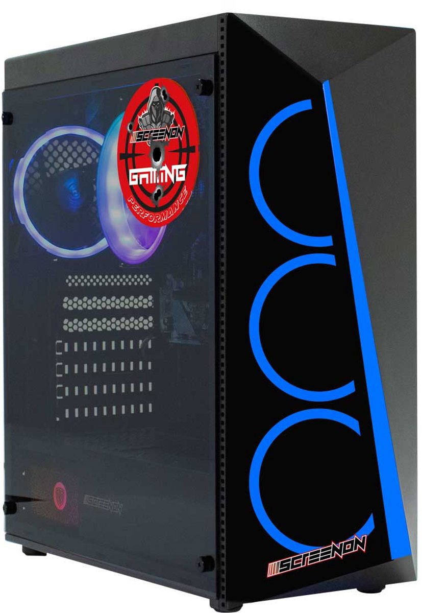ScreenON - Allround Game Computer Blue - Ryzen 9 - RTX 3050 - 16GB - 512GB SSD - Windows 11 Pro + WiFi & Bluetooth (8719327179123)