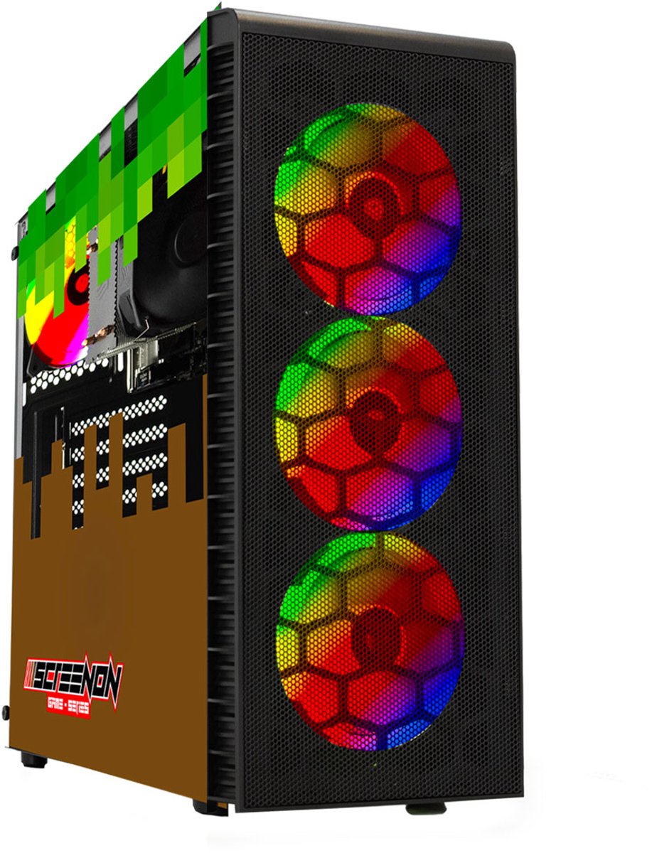ScreenON - Minecraft Gaming PC Black - Ryzen 3 - 16GB RAM - 500GB SSD - Windows 11 Pro + WiFi & Bluetooth! (8720994104141)