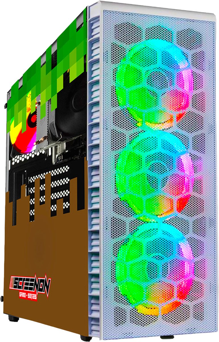 ScreenON - Minecraft Gaming PC White - Ryzen 3 - 16GB RAM - 500GB SSD - Windows 11 Pro + WiFi & Bluetooth! (8720994104165)
