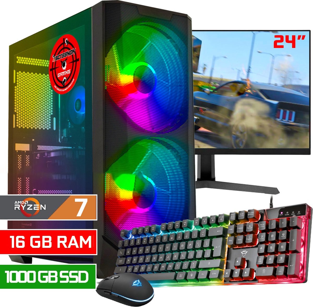 ScreenON - Game Computer / Gaming PC Set (24