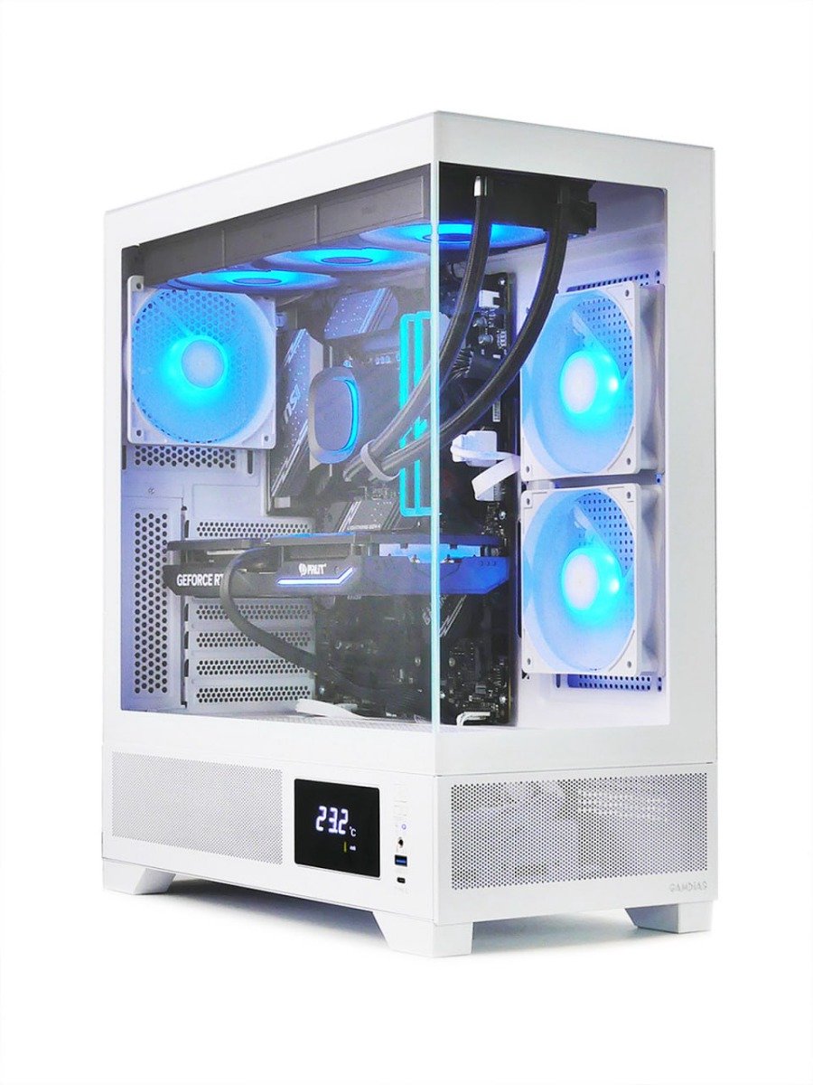 AMD Ryzen 5 7600X High-End 360 LIQUID COOLED Game PC - RTX 5070 ti 16GB - 32GB DDR5 RAM - 1TB M2.0 NVMe SSD - Wifi 6E|Bluetooth 5.3|LAN 2.5Gbps - Gigabyte B650 Gaming X AX - Win11 PRO - Gamdias Atlas M1 White Aquarium Case (8720937110147)