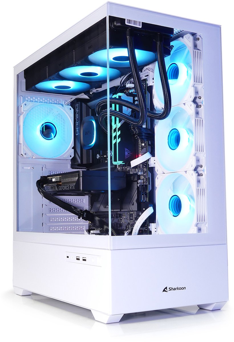 AMD Ryzen 5 8e Generatie High-End Game PC - WATERKOELING - RTX 5060 - 32GB DDR5 RGB - 1TB SSD - Gigabyte B650 Gaming X AX - WiFi 6E|Bluetooth 5.3|LAN 2.5Gbps - Sharkoon AK6 RGB White Aquarium Case (8720153605458)