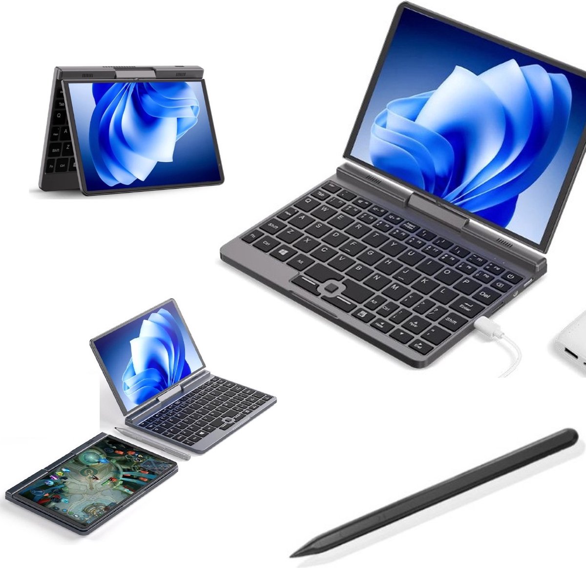 Elementkey Artpixel Mini V2 - 2 in 1 Mini Laptop - TouchScreen Tablet - N150 - 8 Inch - WiFi 6 - 12GB Ram DDR5 - 512GB SSD + Actieve Stylus Pen met Drukpunten (8720118968963)