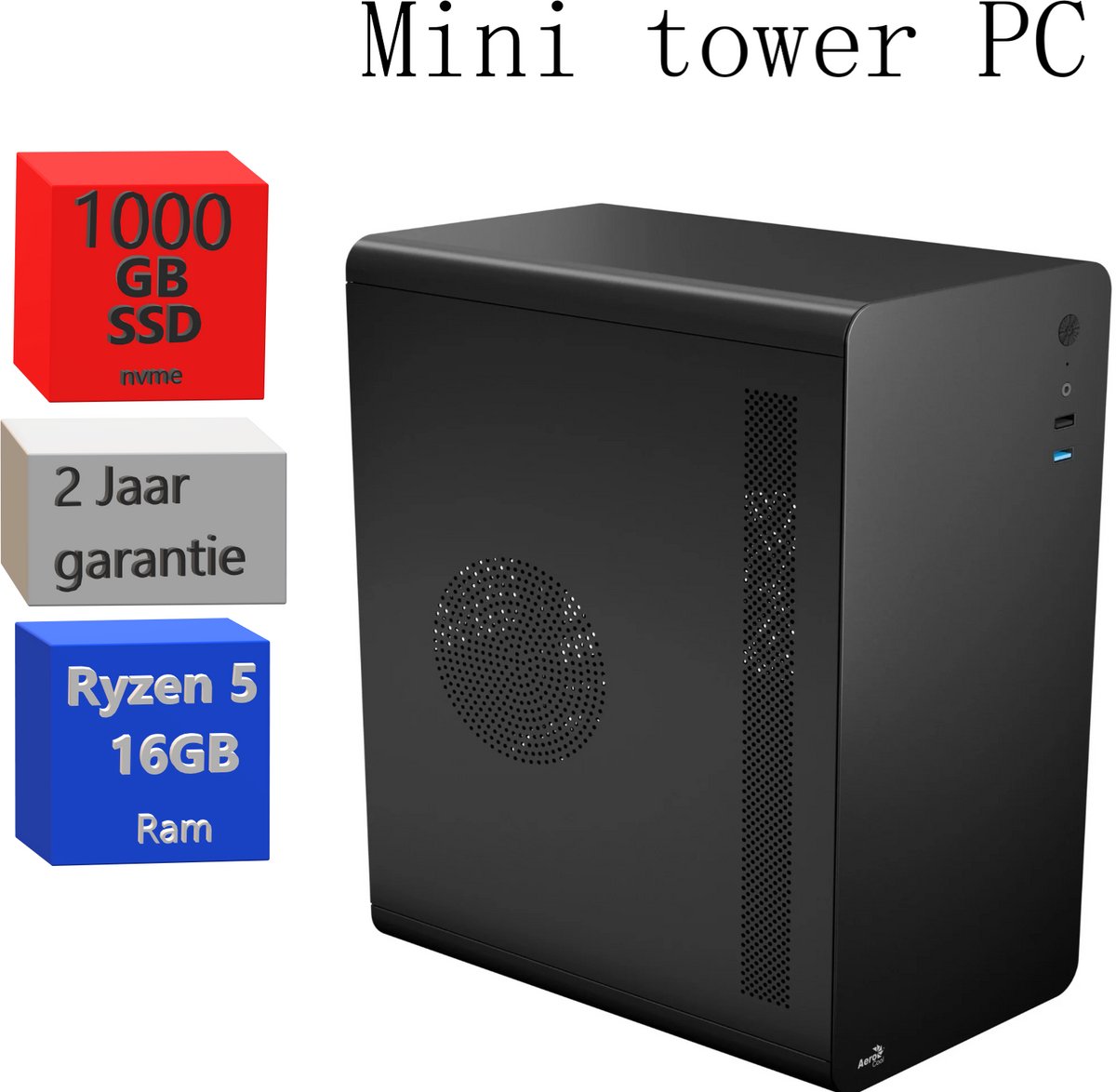 Ryzen Mini tower PC - ryzen 3 - 500GB SSD - Windows 11 Pro - 8 GB RAM - office pc - multimedia computer (6096322393320)