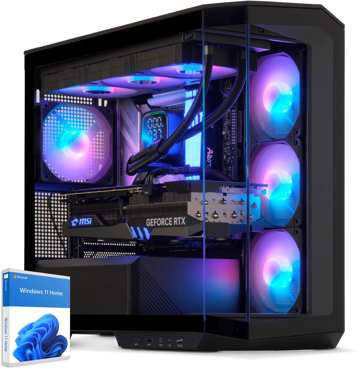 Sedatech Pro Gaming PC Waterkoeling Large Vision · AMD Ryzen 9 9900X 12x 4.4GHz · Geforce RTX5080 · 32Gb DDR5 · 2Tb SSD M.2 · Wi-fi · Bluetooth, USB 3.2 · Windows 11 · Desktop computer (4056763977109)