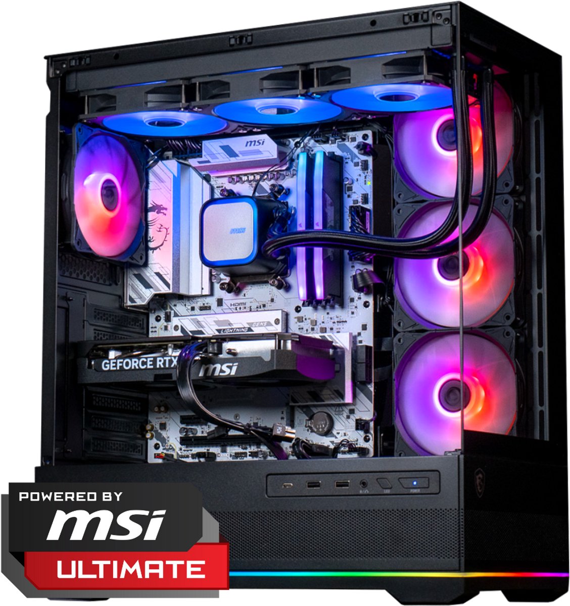 FlowUp x Powered By MSI - De Lang Niet Gek Gaming PC - AMD Ryzen 5 7600X3D - NVIDIA RTX 5060 Ti 16GB - 32 GB DDR5 RAM - 1TB - Waterkoeling (5419980602121)