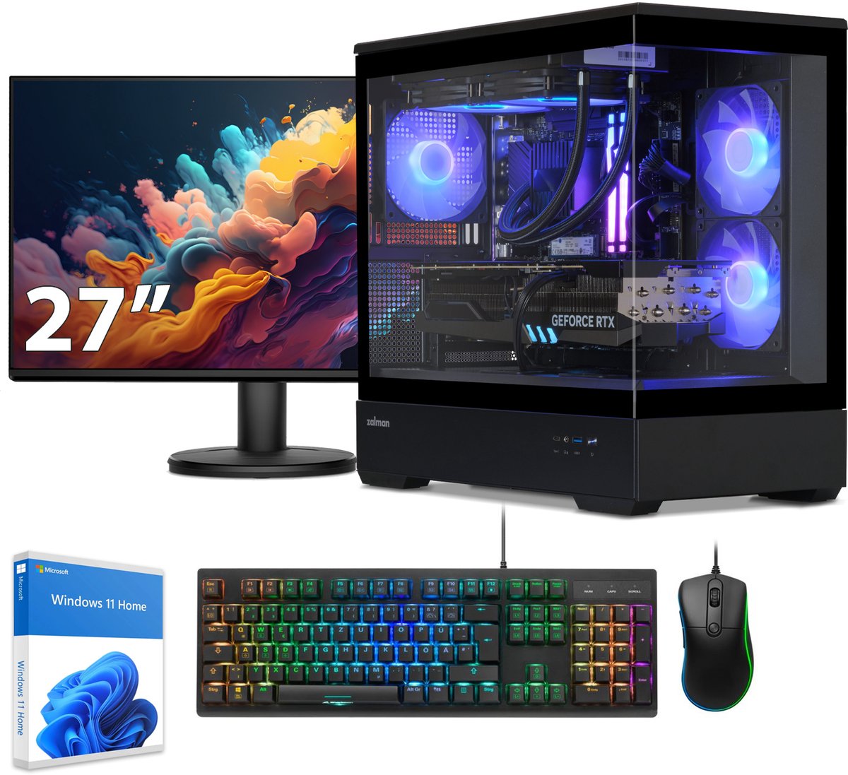 Sedatech Pakket Advanced Gaming PC Waterkoeling Full Vision · Intel i7-12700KF · Geforce RTX4060 · 32Gb RAM · 2Tb SSD M.2 · WiFi, USB C · Windows 11 · Desktop computer · Monitor 27'' (4070226014453)