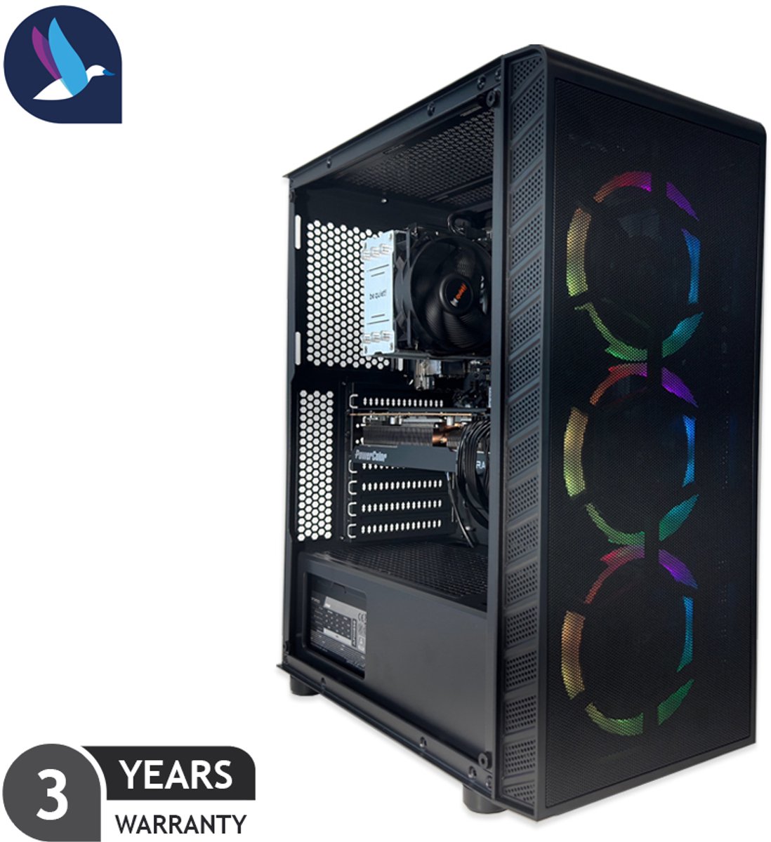 AZZA Prime ARGB Gaming PC | AMD Ryzen 5 - 7500X3D | Radeon RX 9060 XT - 16 GB GDDR6 | 32 GB DDR5 | 1 TB SSD - NVMe | Windows 11 Pro (8721447840272)