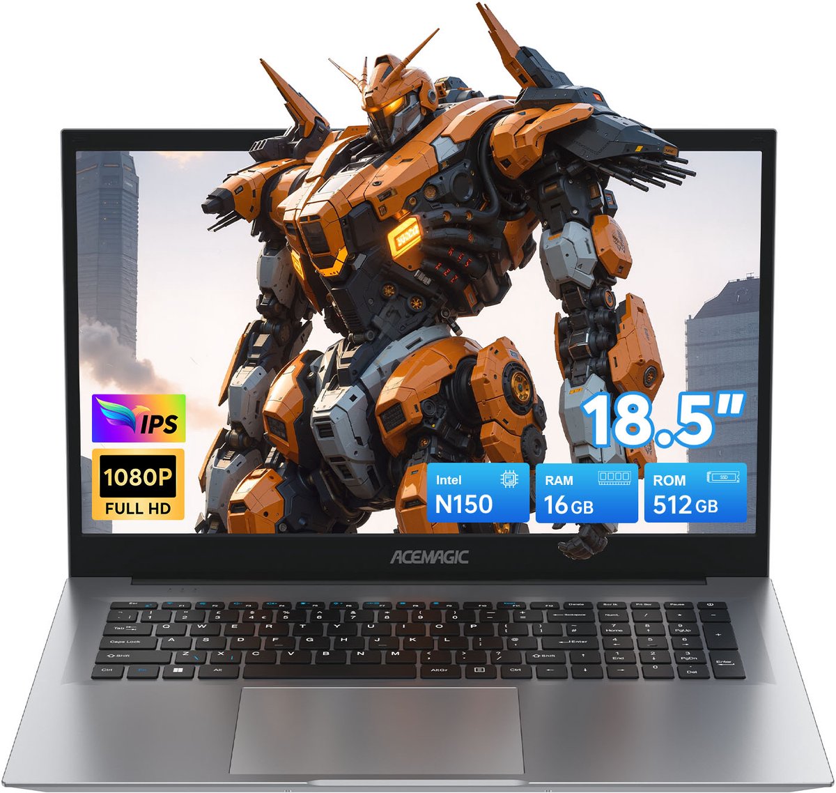 Acemagic AX18 18.5 inch Laptop Computer,Intel N150 Quad-Core Processor(tot 3,6 GHz),8000 mAh Battery,16GB DDR4 RAM 512GB SSD,WiFi 5, Type C, Full HD IPS-scherm Laptops (8581683966545)