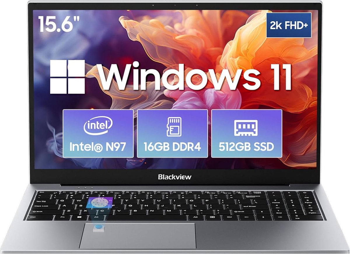 Blackview AceBook 8 Laptop - 15,6 inch Full HD - 16 GB RAM - 512 GB SSD - Intel N97 - Windows 11 Notebook - UHD Graphics - Grijs (6931548317913)