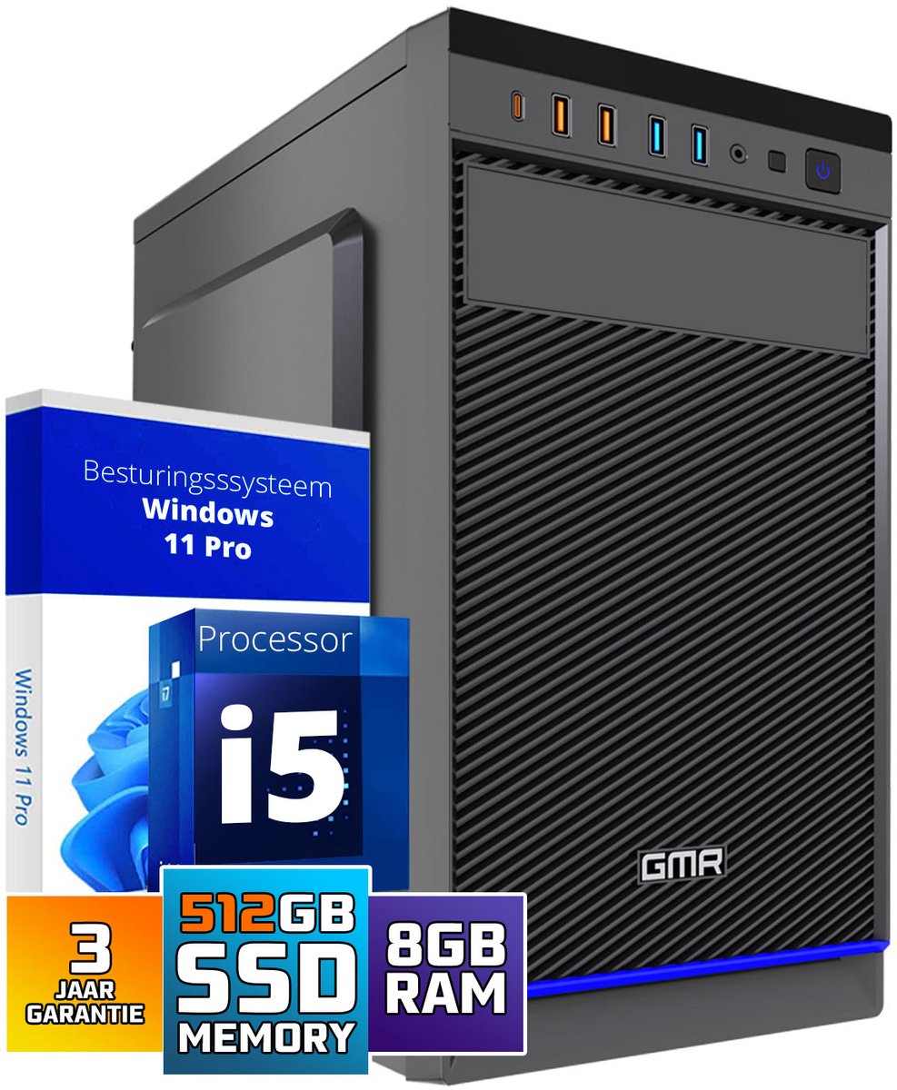 Intel Ultra Compleet Desktop PC | Intel Core i5 | 8 GB RAM | 512GB SSD M.2 | Windows 11 Pro | Business Office Multimedia Computer (8721001992911)