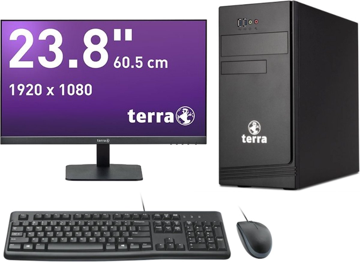 Terra 5000 PC set - Intel Core i5-12400 - 32GB - 2.0TB M.2 SSD - DVD-RW - toetsenbord en muis - Terra 24