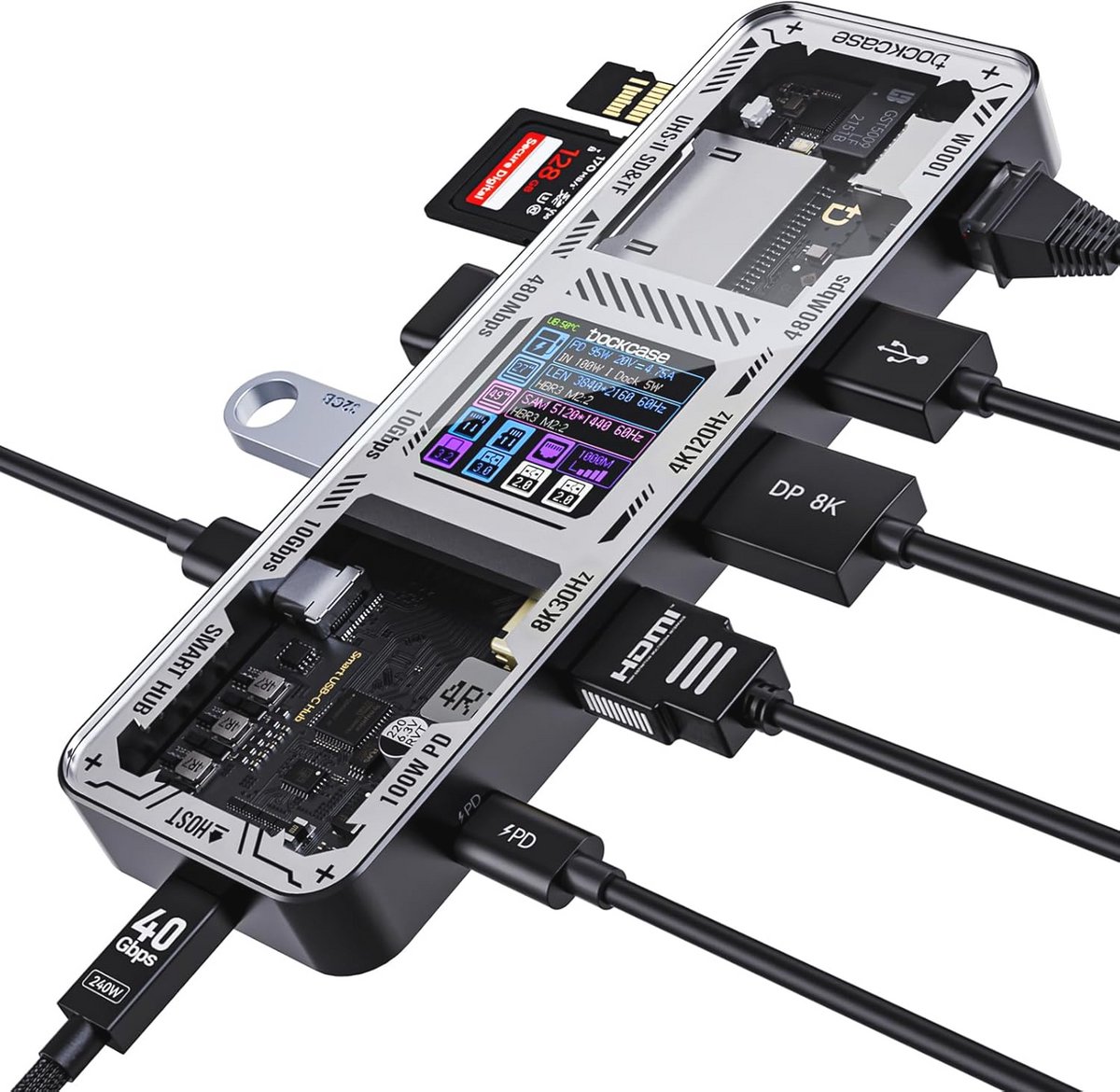 10-in-1 USB-C Hub met Dual Display 4K, 100W PD, Ethernet en Multifunctionele Poorten (9101039630563)