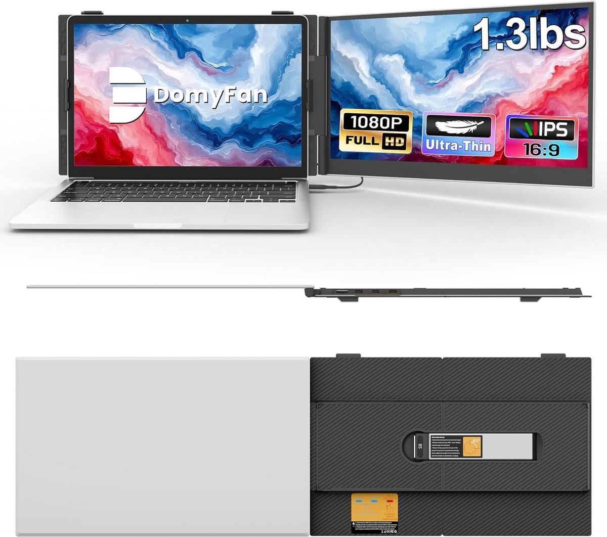 14 inch Dual Monitor Extender voor Laptop 1080P Full HD Draagbaar Scherm Plug & Play (9101059838383)