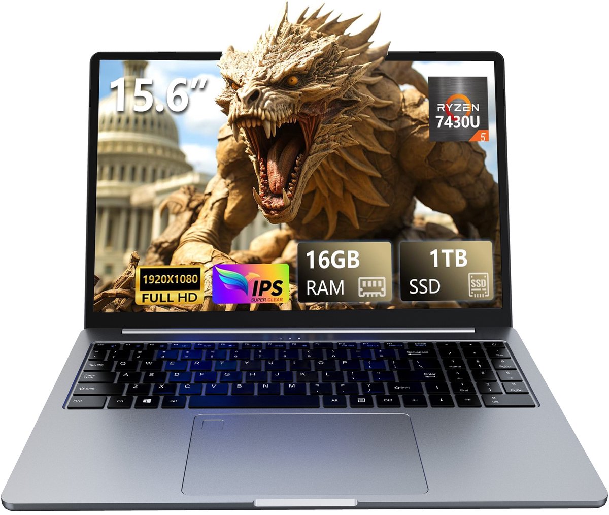 A15Pro 16 inch laptop - Ryzen 5 7430U - 16GB RAM - 1TB NVMe - QHD 120Hz - Windows 11 (0785034226748)