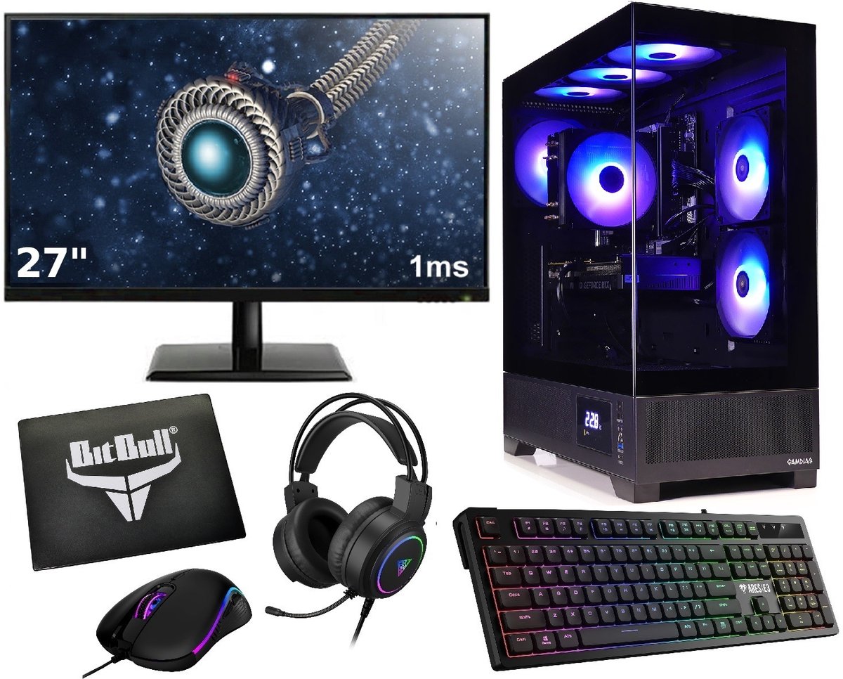 AMD Ryzen 5 5500 Game PC SET met RTX 3050 Videokaart en Temperatuur Display|27