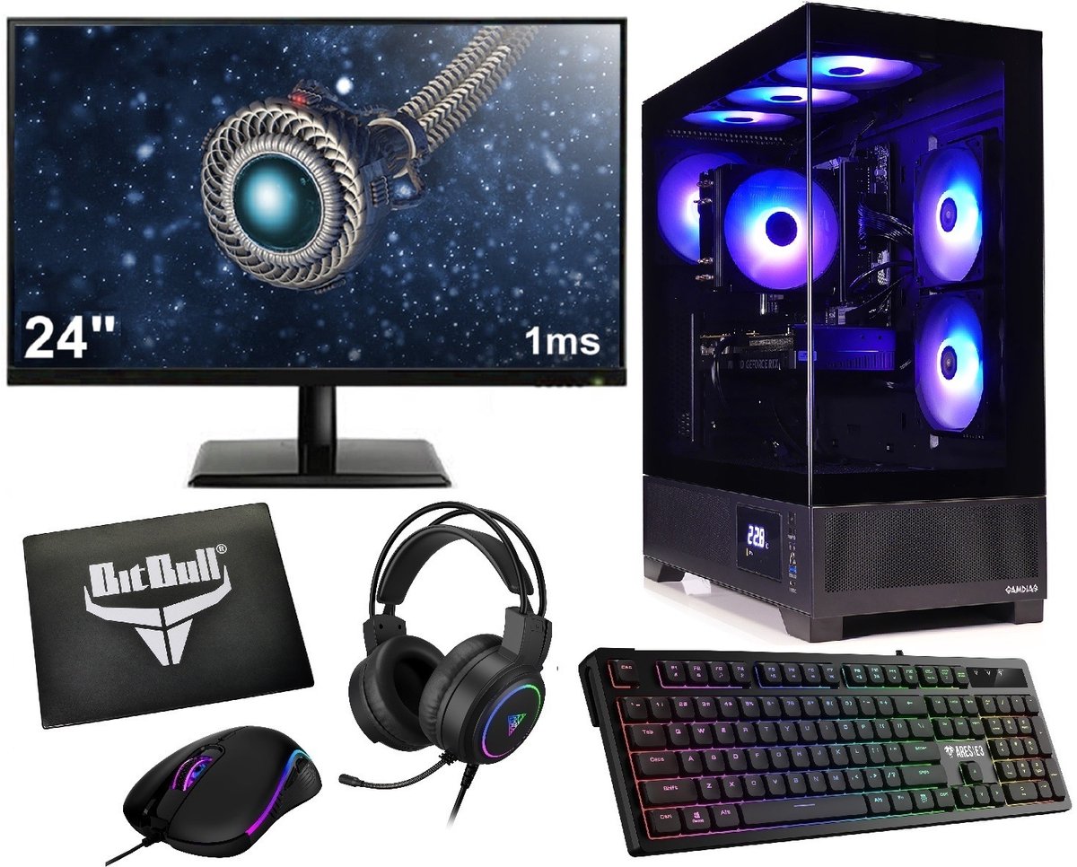 AMD Ryzen 7 5700G 8-Core Game PC SET met Temperatuur Display|24