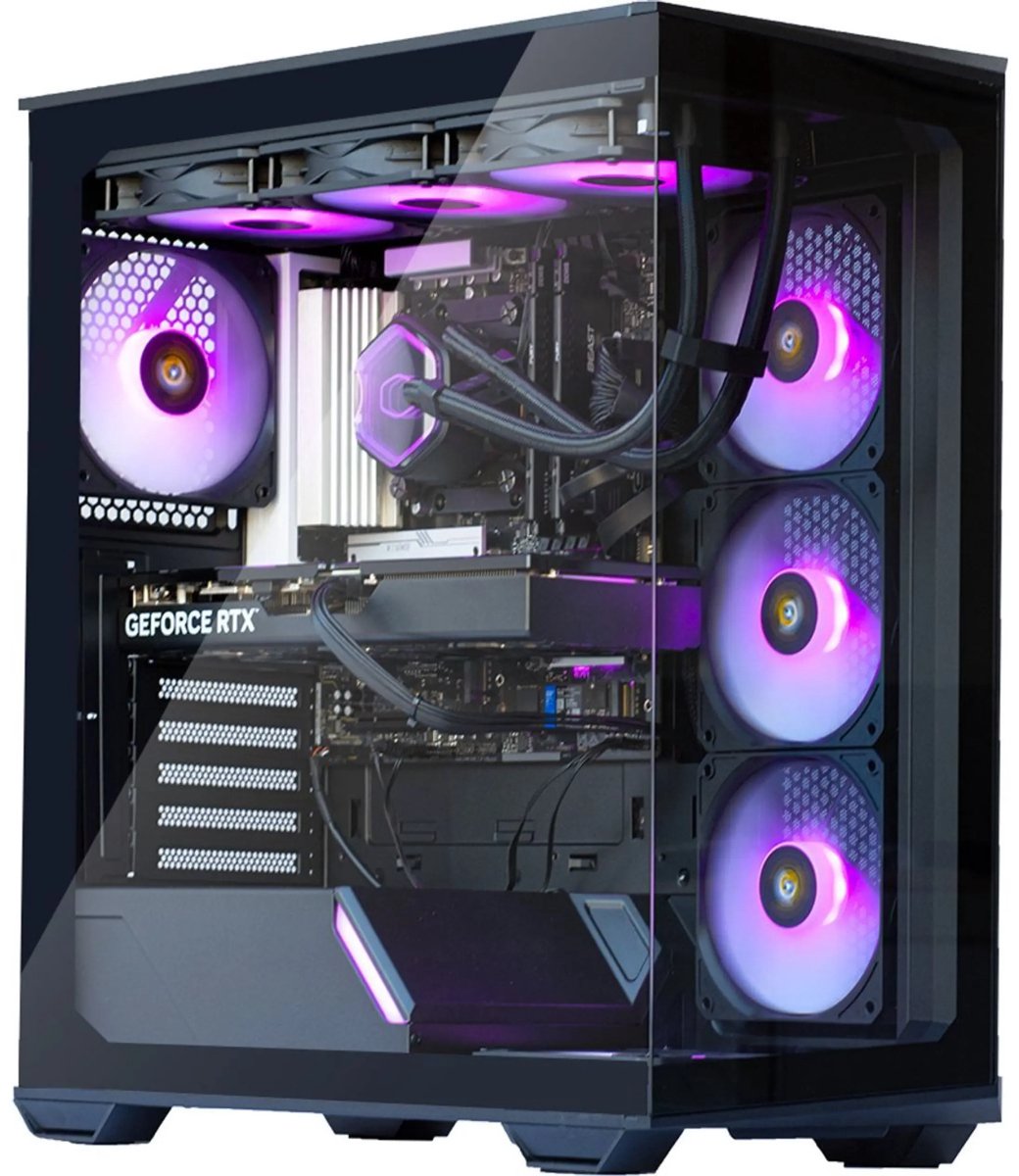 AMD Ryzen 9 5950X High-End Gaming PC - Panoramic View - RTX 5060 8GB - Waterkoeling - 32GB RAM - 1TB M.2 SSD - Windows 11 Pro - WiFi 5 - C3 Black RGB (8721297302265)