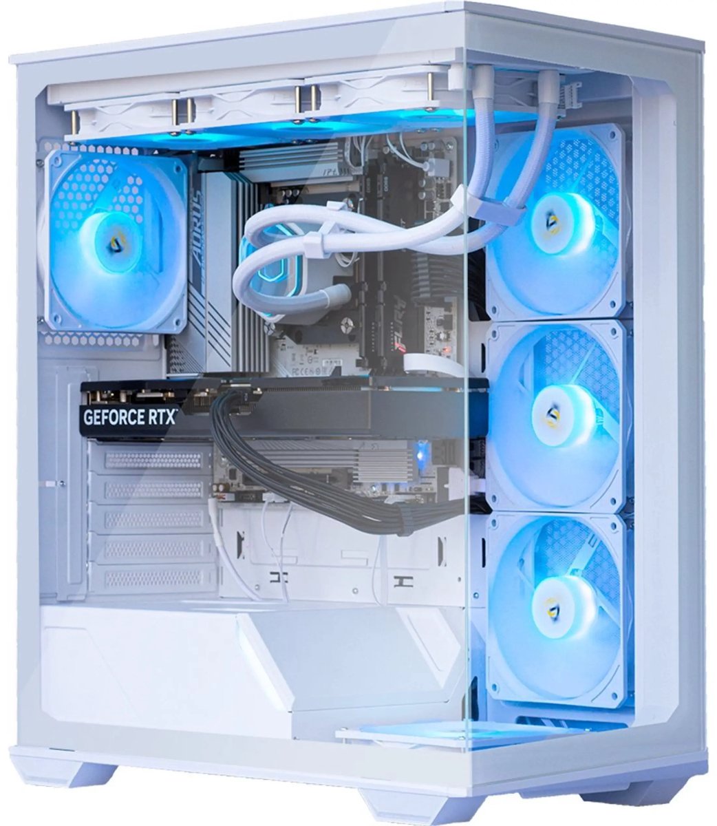 AMD Ryzen 9 5950X High-End Gaming PC - Panoramic View - Waterkoeling - RTX 5060 8GB - 32GB RAM - 1TB M.2 SSD - Windows 11 Pro - WiFi5/Bluetooth 5.0 - Gamer C3 White RGB (8721297302296)