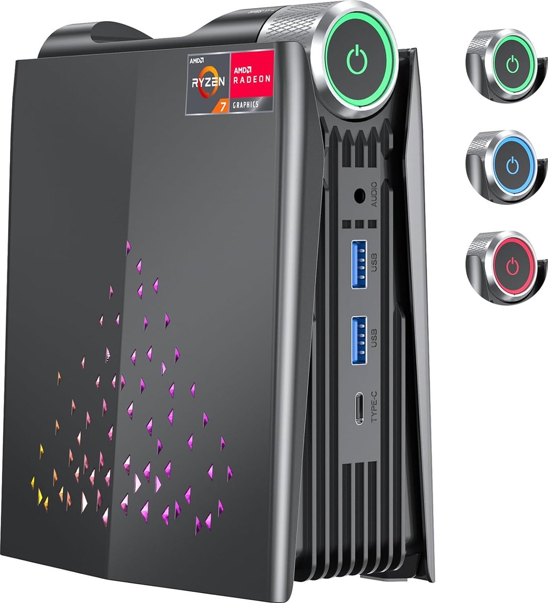 Acemagic Mini PC met Windows, mini pc desktops, mini pc's AMD Ryzen 5 7430U (up to 4.3 GHz), 16GB Dual DDR4 1T SSD Windows 11 pro Micro Desktop Computer for Office/Home/Business |RGB|3 Modes Adjustment| WiFi 6|BT5.2|DP|Type-C|HDMI (8721052200201)