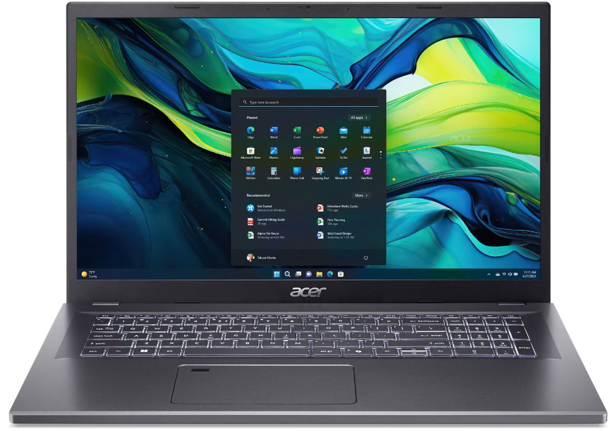 Aspire 17 A17-51M-70AQ - Laptop - 17 inch - Core 7 - 16GB - 1TB SSD - Verlicht toetsenbord - Grijs (4711474788092)