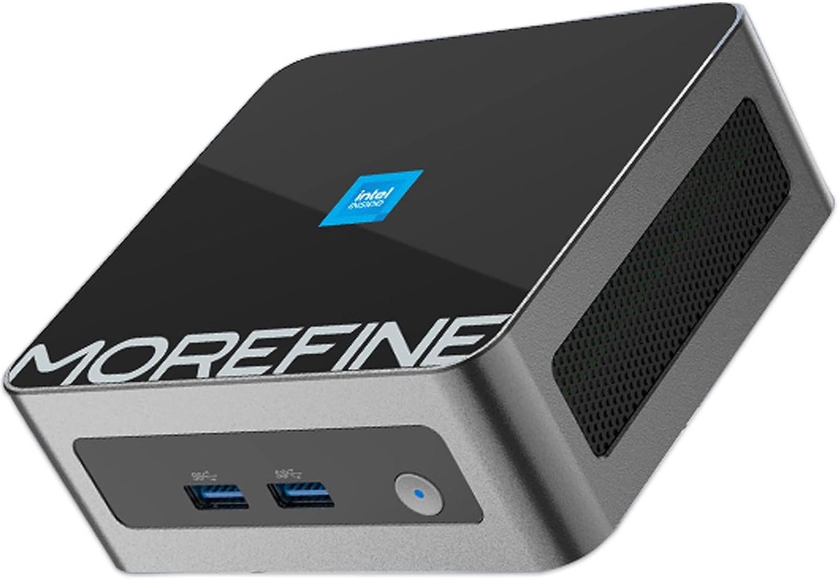 Morefine M9 Mini PC, mini pc's met Windows 11 Pro, mini pc met Windows 11, Mini pc desktops met Intel 14e generatie processor N150 (tot 3.60 GHz), 16GB RAM, 1TB M.2 SSD, met 4K op 60 Hz Support (8721052200003)