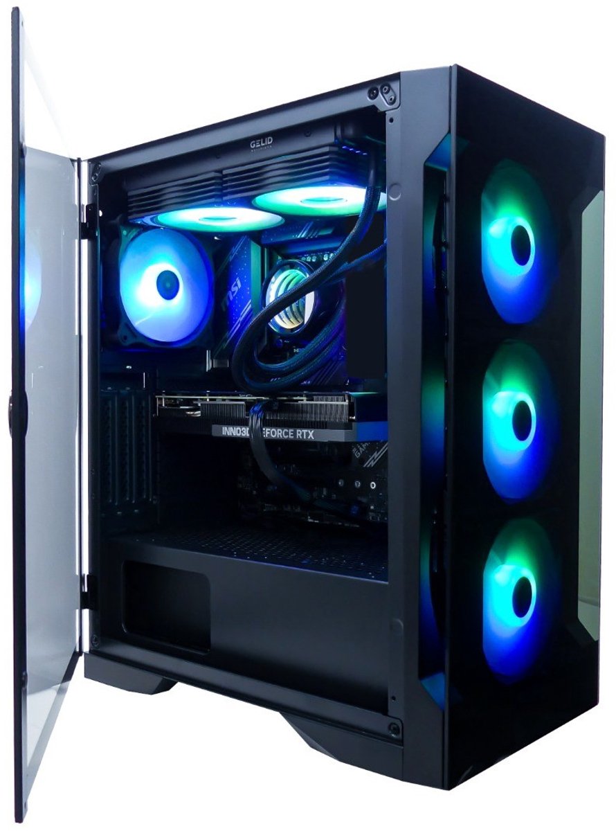 Ryzen 9 5950X Game PC|RTX 5070|1TB|32GB|Waterkoeling - 16-Cores@4.9 TURBO - Met 240mm Liquid Cooler en Magneetdeur - WiFi 6 / Bluetooth 5.4 - Windows 11 PRO - Gamdias Talos E2 Elite (8720937110550)